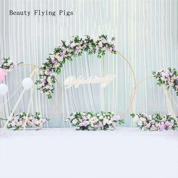 

Round Metal Iron arch wedding backdrop stand wedding arch birthday party decor artificial Flower balloon Stand shelf door arch