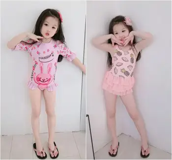 

2020Cute Bunny Kids Baby Girls sleeveless Korea Style cream Fruit Outfits Summer Beachwear Clothes overall jumpsut one peice