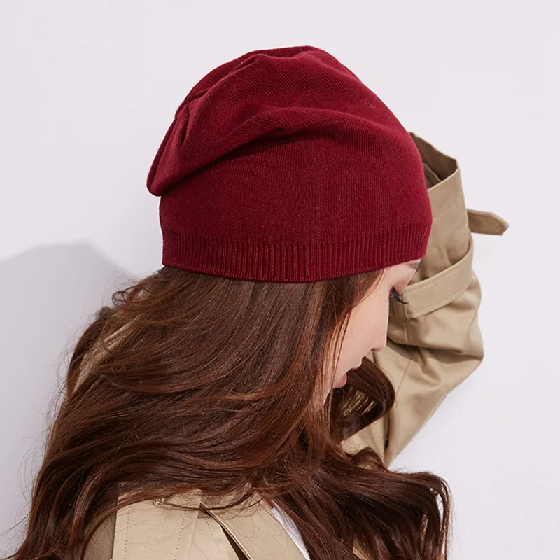 Зимняя женская уличная теплая хлопковая шапка простая Мягкая дышащая теплая вязаная шляпа - Цвет: JR