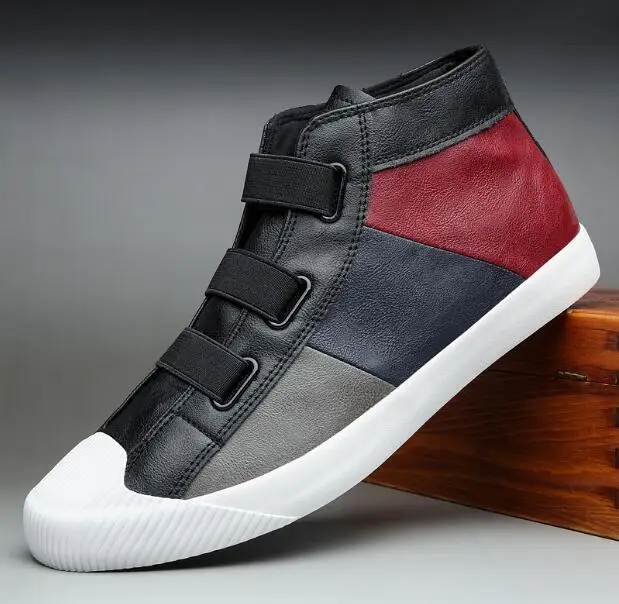 

autumn new style fashion men leather patchwork casual shoes street trend shoes man leather shoes cool loafers