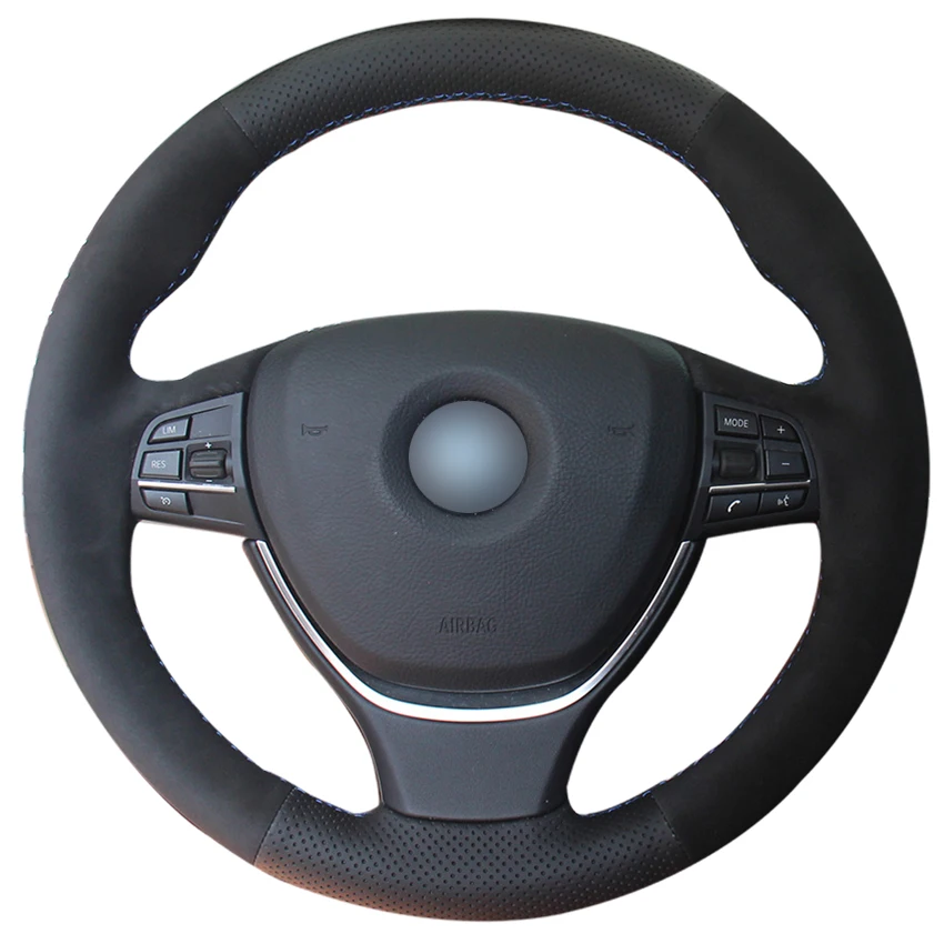 cheap Hand stitched Black Suede Car Steering Wheel Cover for BMW F20 2012 2018 F45 2014 2018 F30 F31 F34 2013 2017 F32 F3