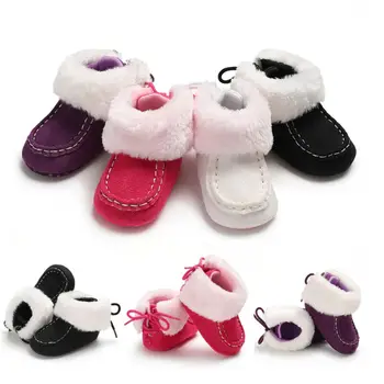 

2019 New Winter Plush Thick Boot Warm Kid Baby Girl Snow Boot Bowknot Shoes Soft Cotton Sole Prewalker Crib Children Plush Boots
