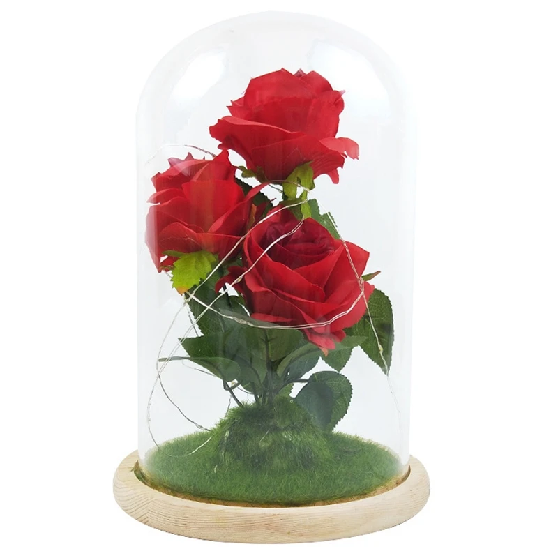

Glass Cover Fresh Preserved Rose Flower Barbed Rose Flores For Wedding Marriage Home Party Decoration Valentine'S Day Gift