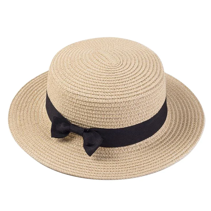 Summer Hats For Women Sun Hat Beach Ladies Fashion Flat Brom Bowknot Panama Lady Casual Sun Hats For Women Straw Hat