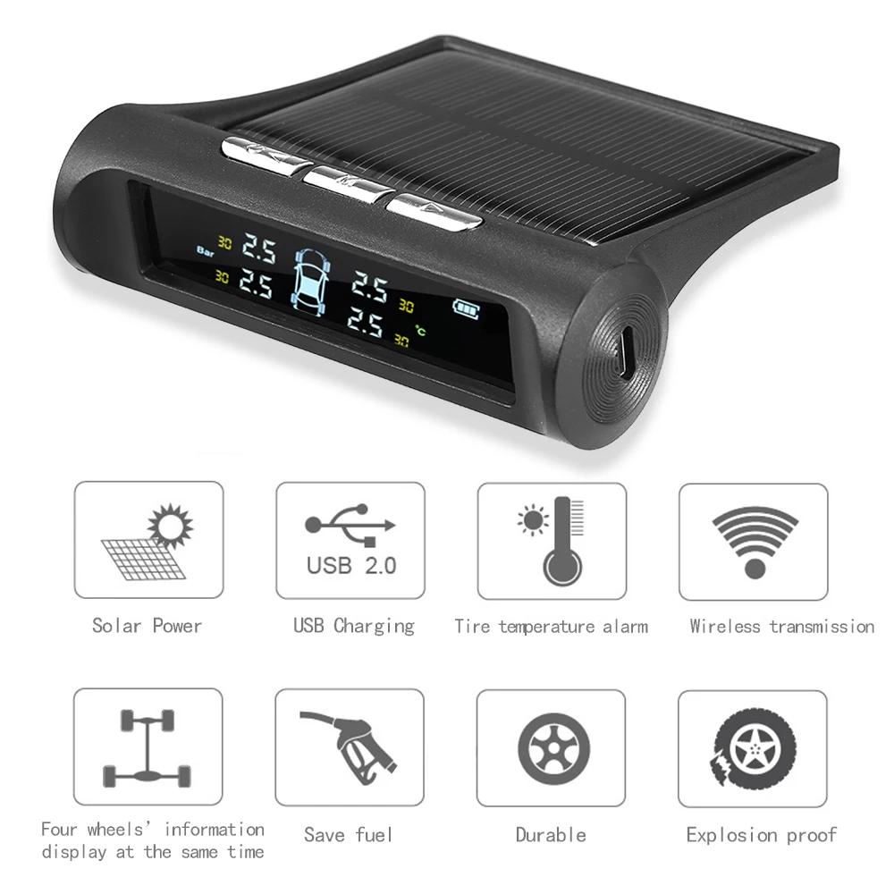 Система контроля давления в шинах TPMS универсальная беспроводная с 4 внешними