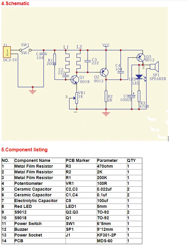 10 шт. DIY Kit детектор металла Комплект Электронный комплект DC 3 V-5 V 60 мм Бесконтактный Сенсор модуль DIY электронные детали детектор металла