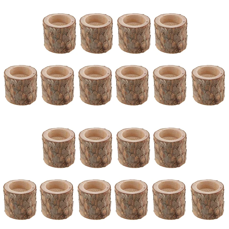 

New-20Pcs Raw Tree Stump Candle Holder Tealight Holder Stand for Wedding Party Decoration