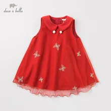 DBJ11709-2 dave bella/зимний жилет с бабочками для маленьких девочек детское модное праздничное платье детская одежда в стиле «лолита»