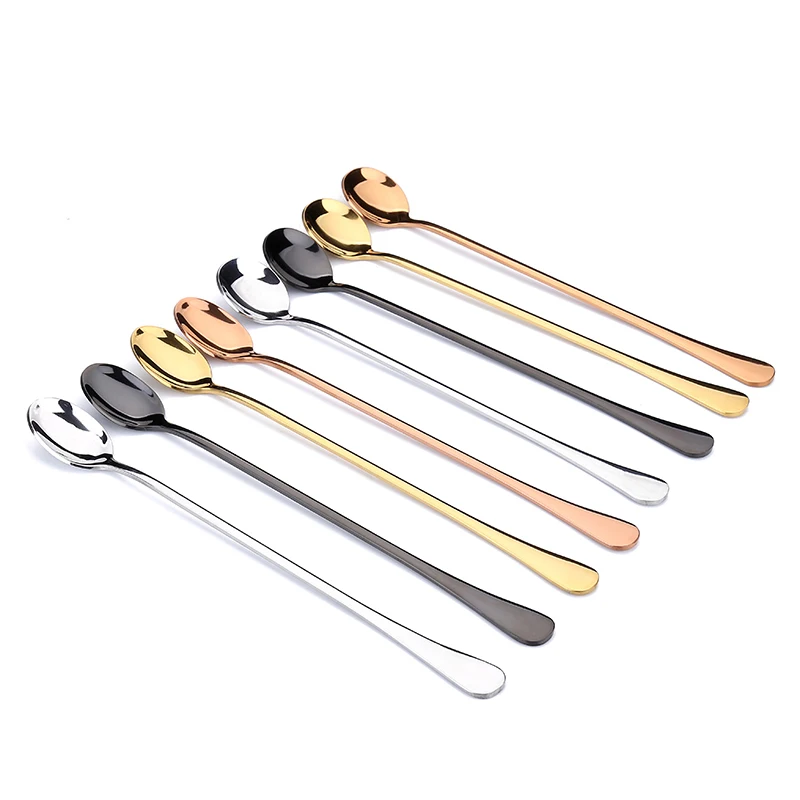 24cm Long Handled Stainless Steel Coffee Tea Mixing Spoons Teaspoons