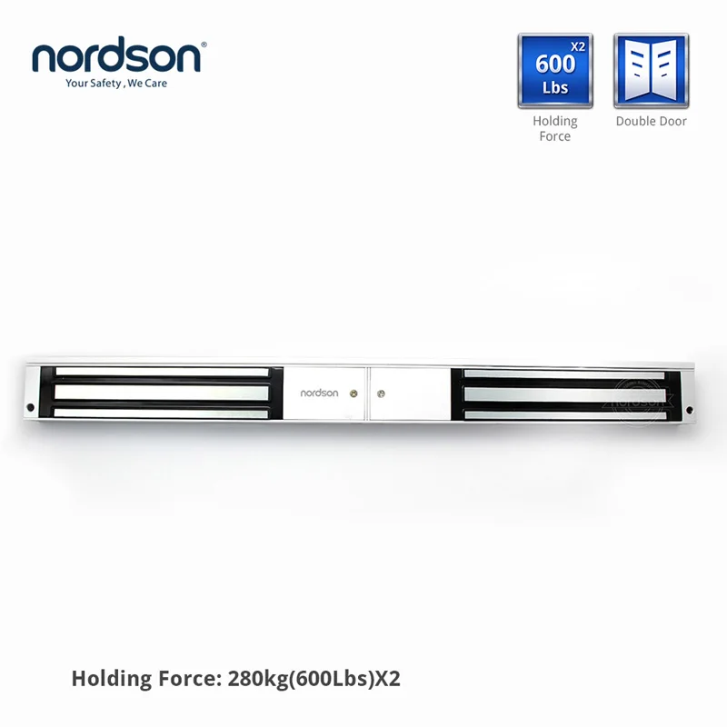 Nordson DC12V/24 V двойная дверь Встроенный 280 кг/600lbs светодиодный Электронный магнитный замок для системы контроля доступа огнеупорный - Цвет: NE-280D(LED)