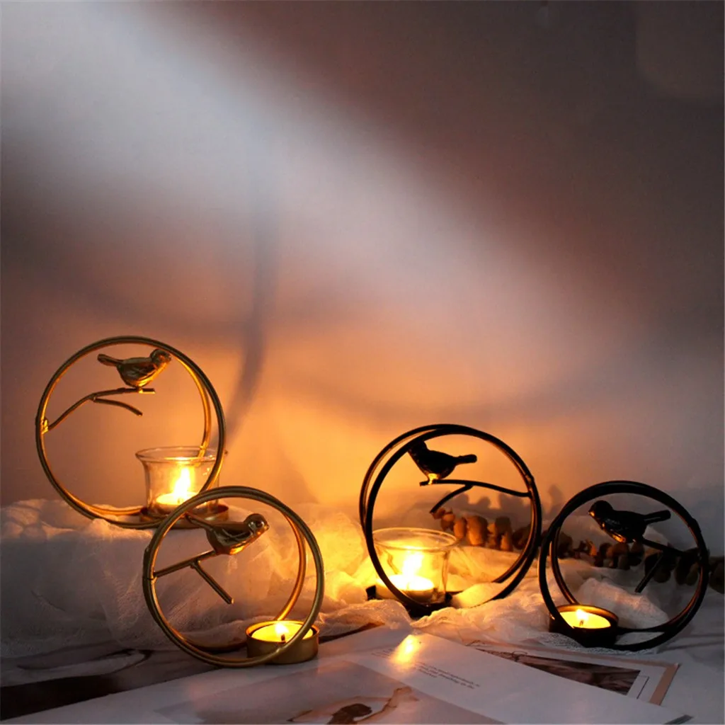 Nordic Retro Geometric Iron Light Candle Holder Table Candlestick Indoor home Decorative christmas Decor European style Hollow | Дом и сад