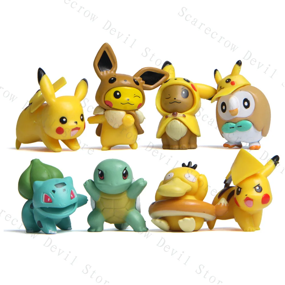 8pcs/set pokemon brinquedos anime figuras pikachu action figure to