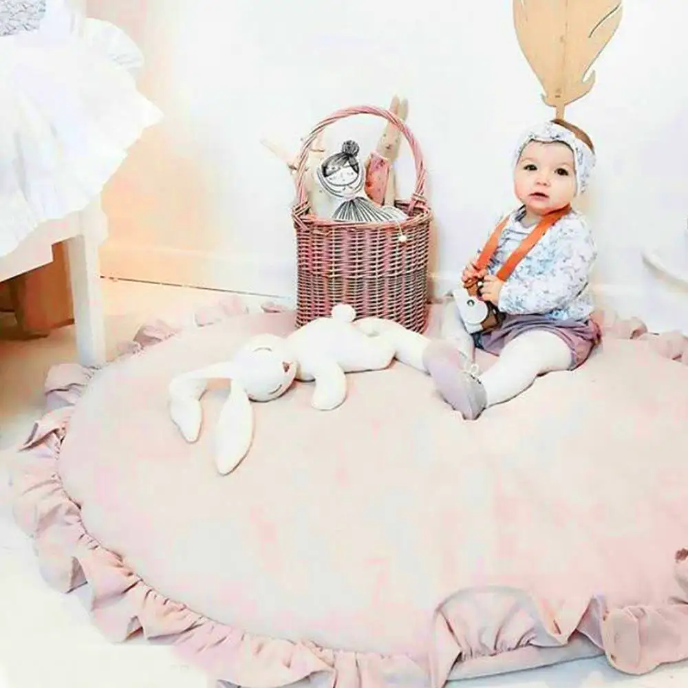 Newborn Baby Padded Play Mats Soft Cotton Crawling Baby Kids Game Rugs Round Floor Carpet For Kids Room Decor Children Play Pad