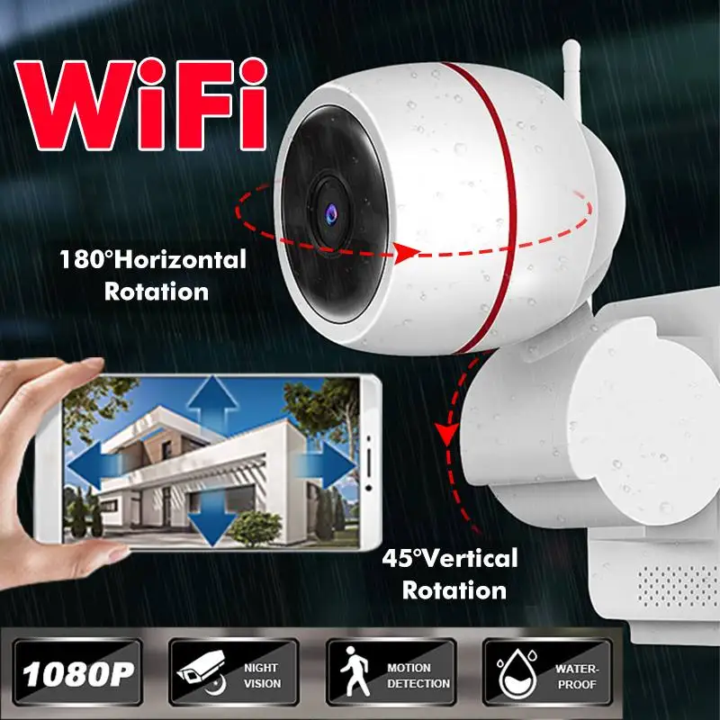 

1080P Waterproof Outdoor CCTV IP Camera Two-way Audio TF Card Wireless Motion Detection Night Vision Wifi Video Surveillance