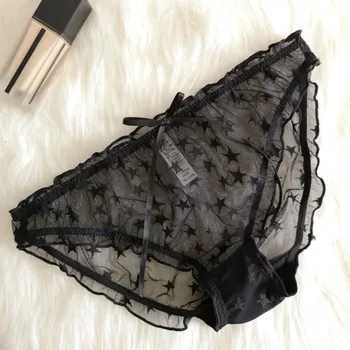 

Lace Panties Bowknot Perspective sexy Female Bean Paste Powder Women New Underpant
