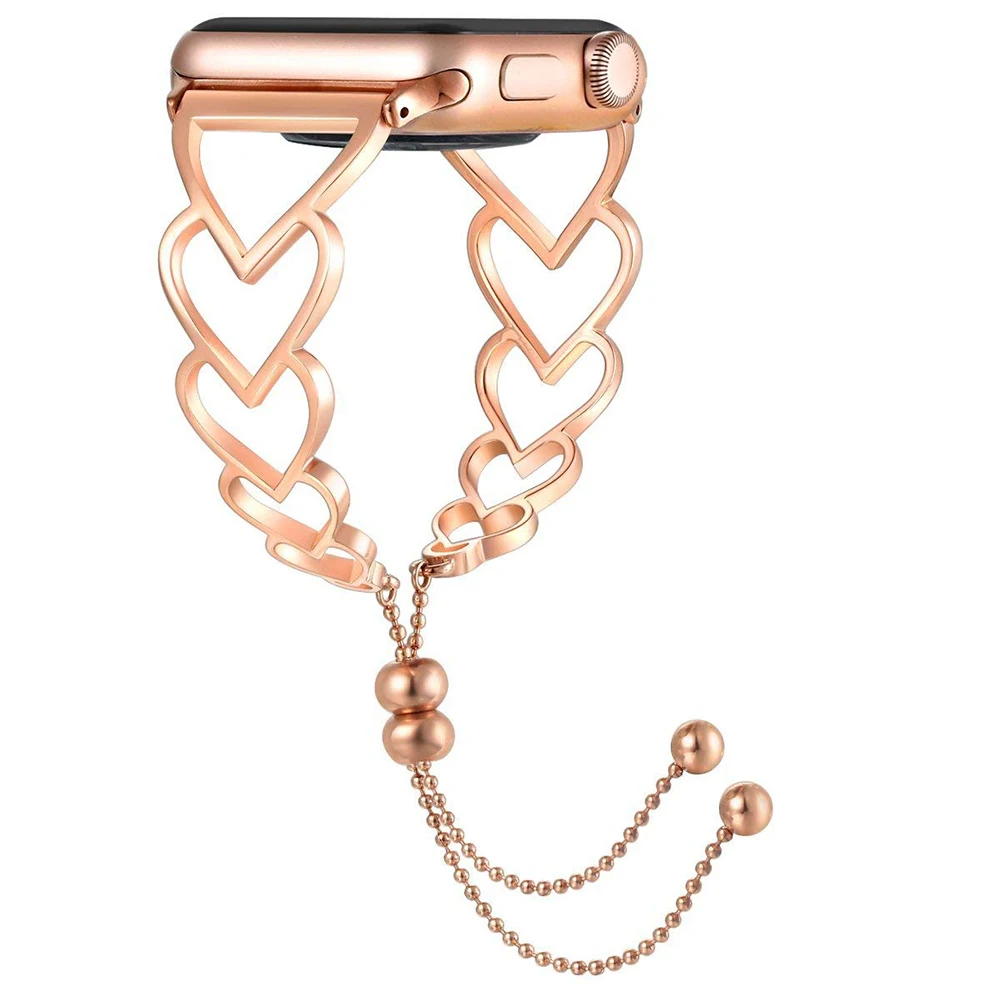

Heart-shaped Metal Strap for Apple Watch 4 5 Band 44mm 40mm Iwatch 3 2 1 38mm 42mm Stainless Steel Band Watch Bracelet