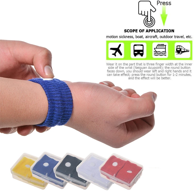 

10 Pairs Bracers Anti Nausea Wrist Sports Safety Wristbands Carsickness Seasick Anti Motion Sickness Wrist Bands Travel Reusable