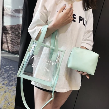 

Women Casual Transparent Jelly Totes Shoulder Bag Ladies Magnetic Buckle Soft Solid PU Crossbody Handbags Female Hand Bags