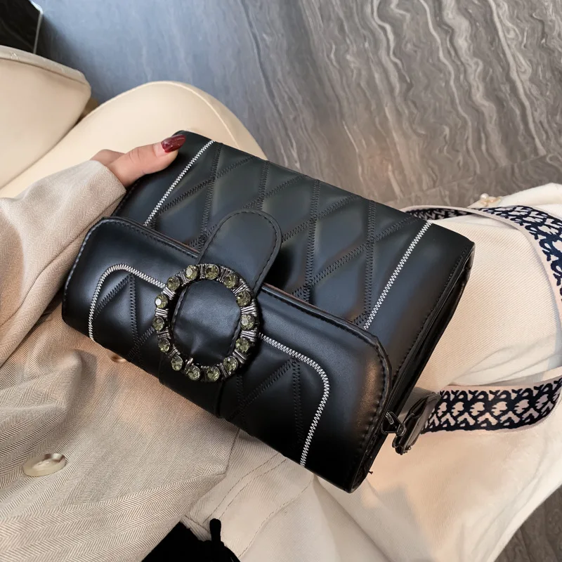 

INS Fashion Bag Women's 2019 New Style WOMEN'S Bag Broadband Shoulder Versatile Fashion Rhombus New Arrival Textured Shoulder Ba