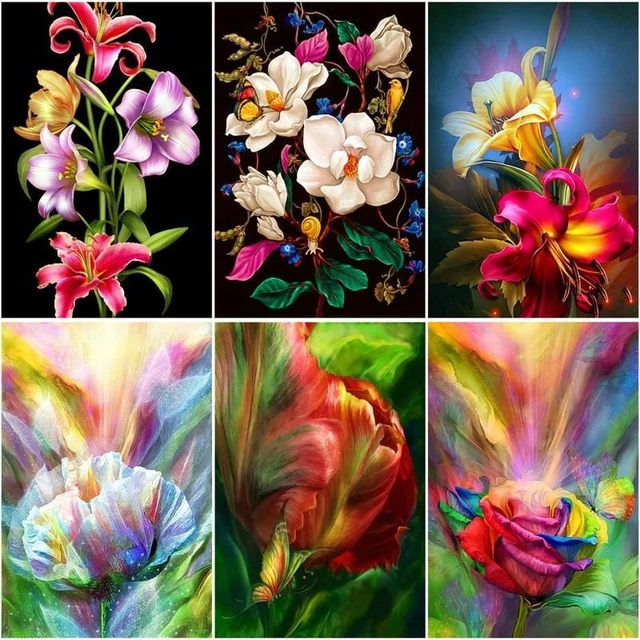 Painting Number Adults Flowers  Paintings Numbers Paint Adults - Oil  Painting - Aliexpress