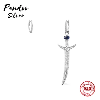 

Fashion Charm Sterling Silver Copy 1:1 Copy,Asymmetric Silver Sword Earring Set Women Monaco Luxury Jewelry Gift