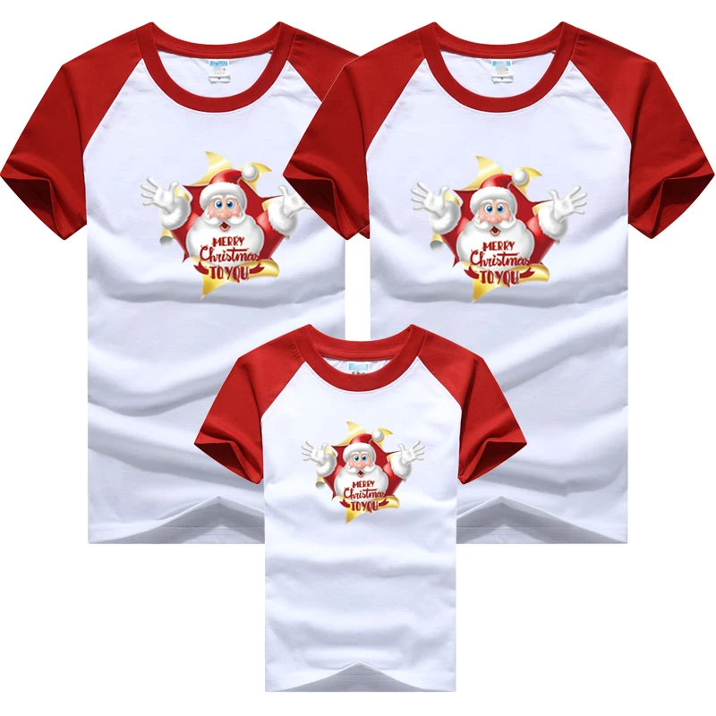 Matching Outfit T-Shirt Clothes Family Christmas Baby Kids Me And Mom Dad Splicing