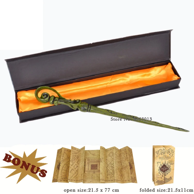 Potters Magic Wands Cosplay Harried Dumbledore Voldemort Snape Metal/Iron Core Magic Wand with Harried Marauder's Map as Gift