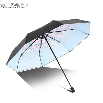 

Anti-UV Flower Umbrella Women Folding Light Parasol Female Travel out Gift Fashion Windproof Girl Sun Black Rain Ladies Parasol