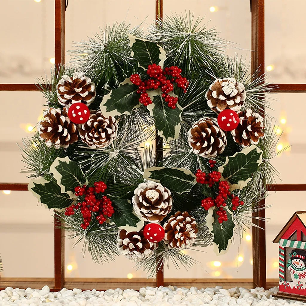 38 см Рождественский венок, дверь, настенное украшение, гирлянда, украшение, рождественский подарок, новые продукты, Рождественское украшение для дома^ 50