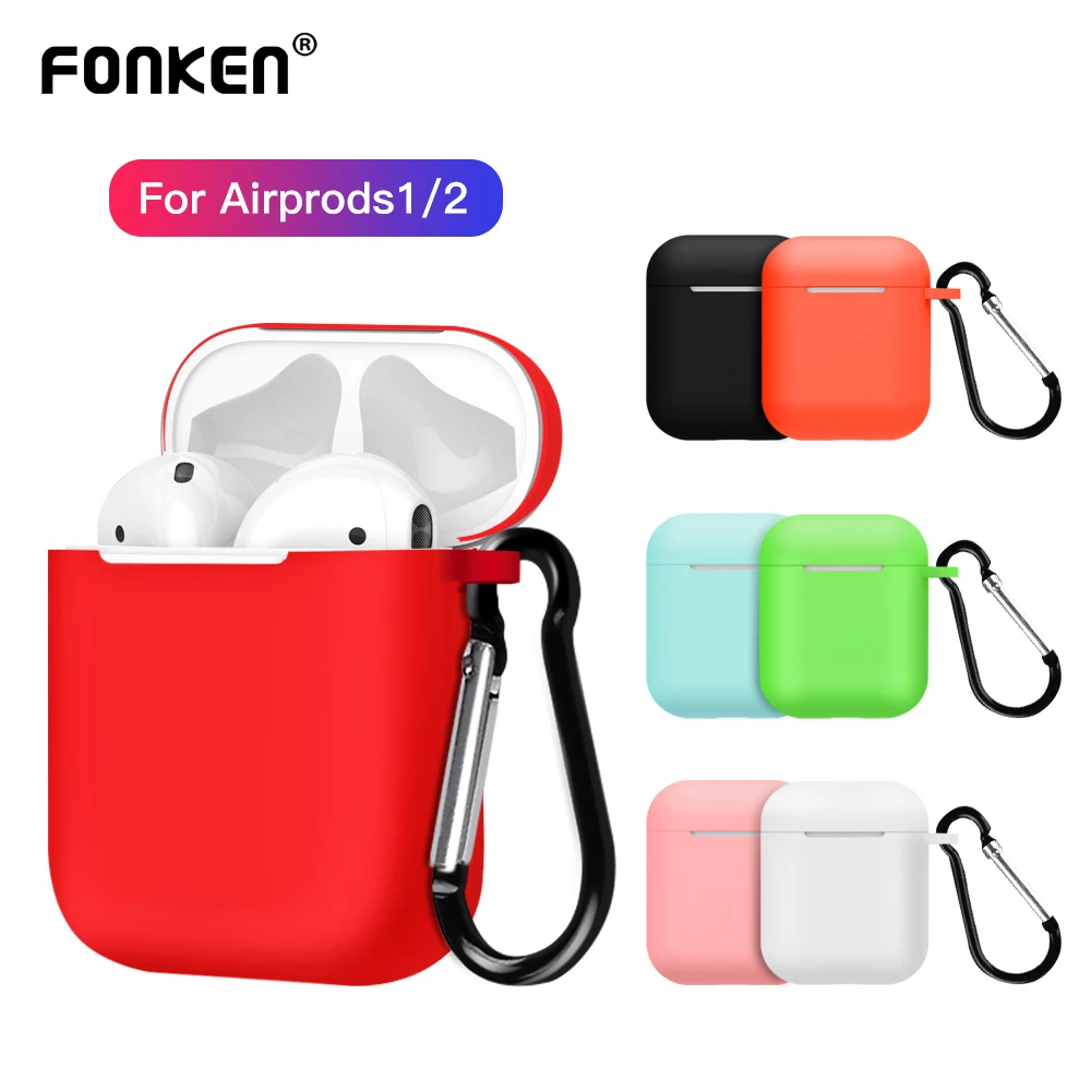 Мягкий силиконовый чехол FONKEN для оригинальных Airpods, чехол, защитный чехол для наушников, сумка для Airpods, зарядная коробка, TWS, Bluetooth наушники