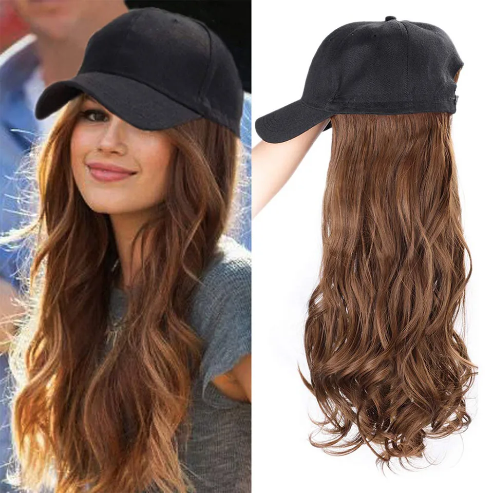 

Vigorous 18inches Long Wavy Hair Extensions with Black Cap Synthetic Hair Extension Integrate Cap with Hair for Girl Daily Party