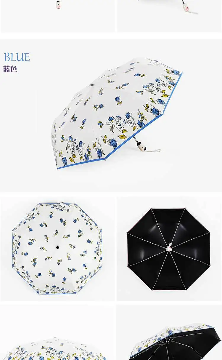 Manufacturers Direct Selling Fully Automatic Rose Vinyl Umbrella UV-Protection Parasol Women's Creative Folding Umbrella