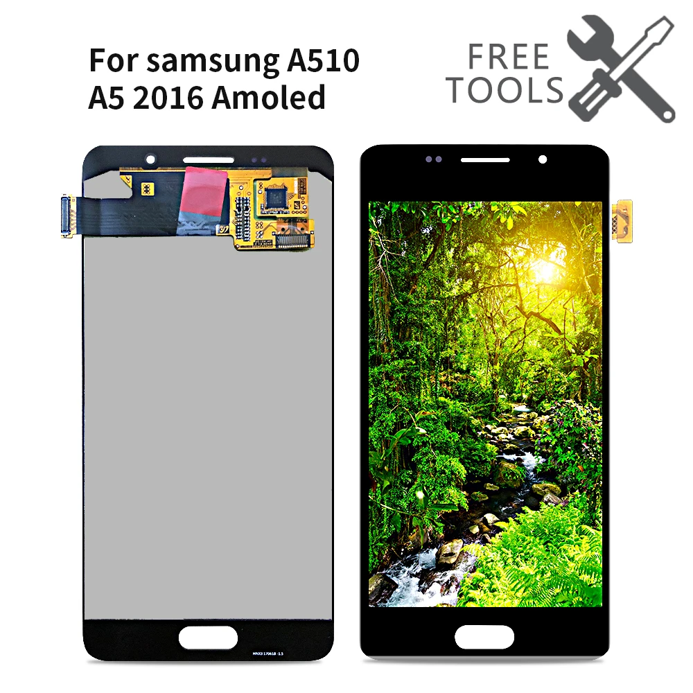 ЖК AMOLED для SAMSUNG Galaxy A5 A510 сенсорный экран дигитайзер дисплей сборки A510F A510M A510FD 100%