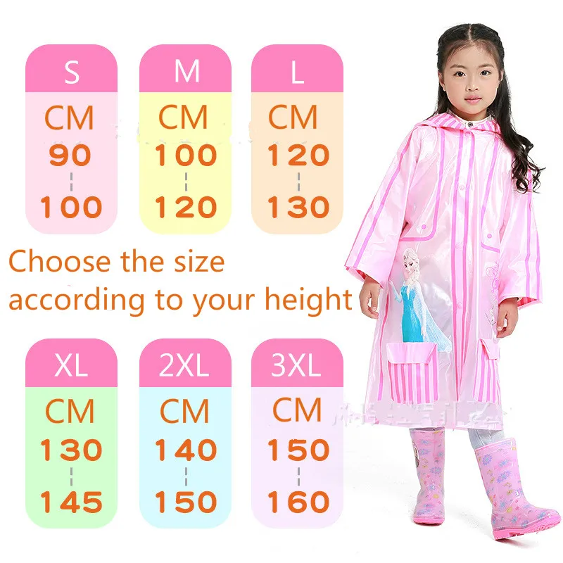 Waterdichte Regenponcho Kinderen - Lange Regenjas Met Capuchon En Schooltas, Cartoon Print