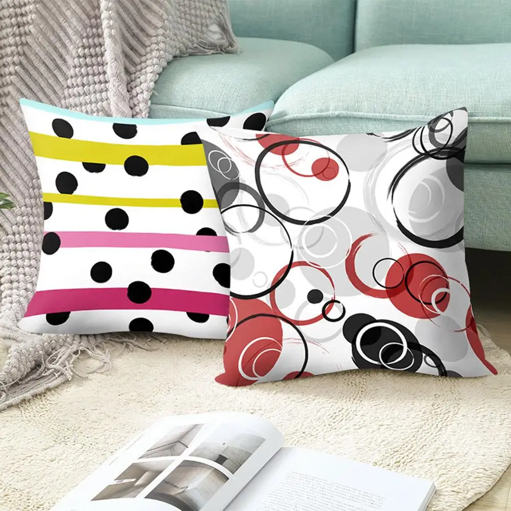 

4Pcs Circle Wave Triangle Stripe Pattern Pillow Cover Cushion Case Home Decor