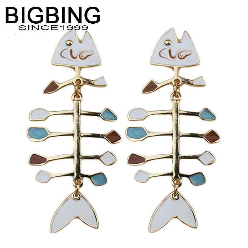 G014 BIGBING ювелирные изделия Модные золотые белые рыбья кость серьги-гвоздики женские серьги модная Ювелирная серьга хорошее качество