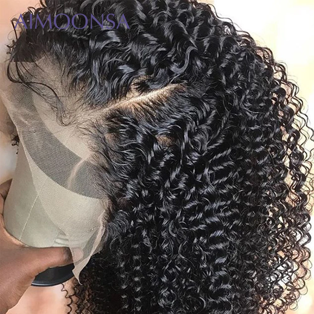 

Fake Scalp Wig 360 Lace Front Wigs Curly Human Hair Wigs With Baby Hair Brazilian Remy Hair Pre Plucked For Women Black Aimoonsa
