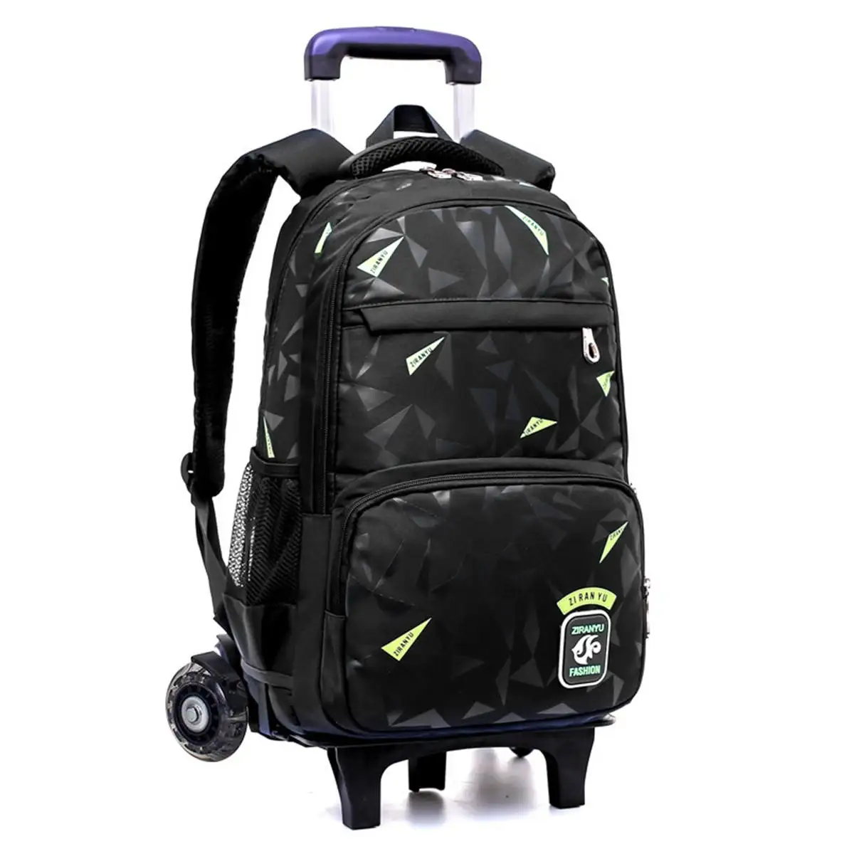 Новые водонепроницаемые съемные детские школьные сумки с 2/6 колесами лестницы детский школьный ранец на колесиках книга сумки мальчики девочки рюкзак - Цвет: Dark Green 2 Wheels