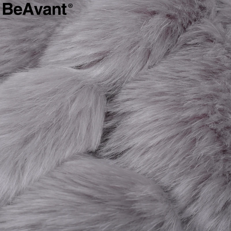 BeAvant Элегантное зимнее пушистое пальто из искусственного меха женское короткое повседневное вечернее негабаритное Женское пальто меховая верхняя одежда из искусственного меха женские пальто