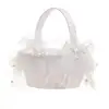 Creative Flower Basket Eye-catching Elegant Appearance Fabric Lace Diamonds Wedding Flower Girl Handheld Basket for Party 1