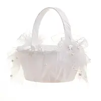 Creative Flower Basket Eye-catching Elegant Appearance Fabric Lace Diamonds Wedding Flower Girl Handheld Basket for Party 1