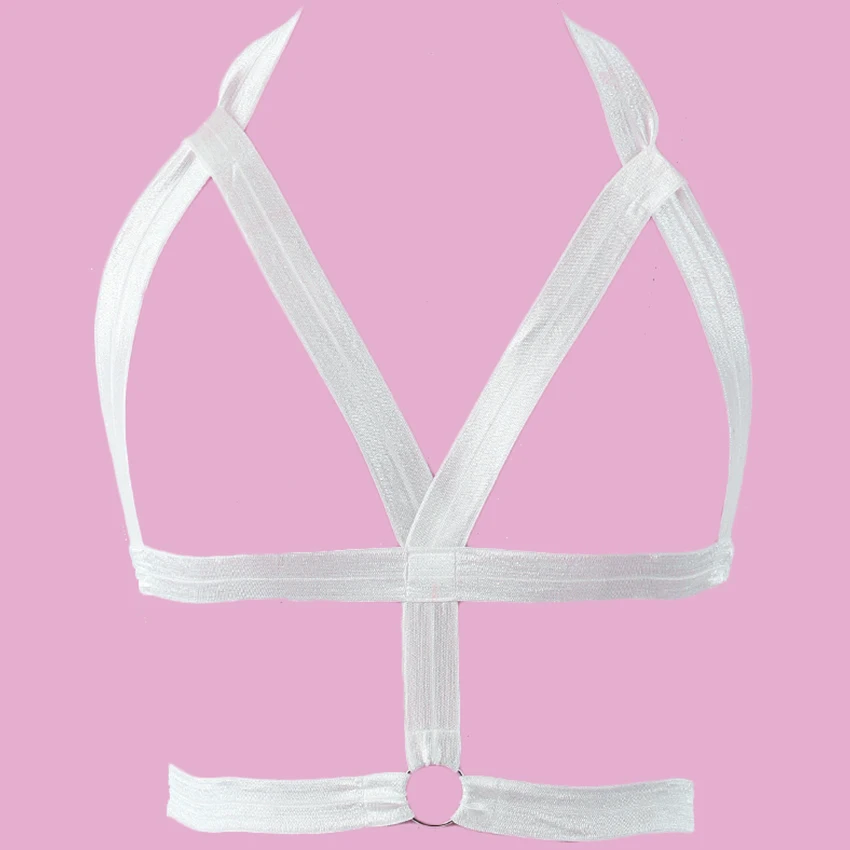 

Soft Bride Body Harness Sexy Open Chest Bondage Body Cage Belt White Wedding Lingerie Goth Punk Rave Harness Woman Cage Bra