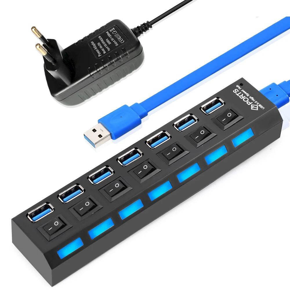 Usb-3.0 Hub Splitter Switch Power-Adapter Usb3-Hub Multi-Usb 4/7-Port Expander for PC