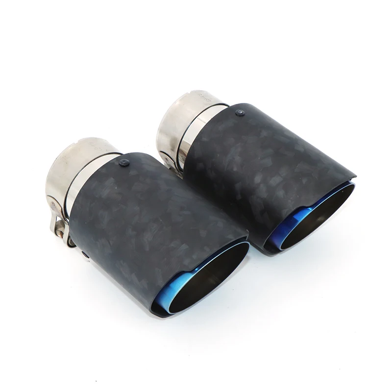 Car Matte Carbon Fiber Silencer Suction Head Exhaust System Pipe Silencer Nozzle Universal Straight Stainless Steel Blue DZ010