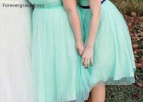 Newest Short Bridesmaids Dresses Tea Length 2017 A Line Sash Party Gowns Cheap B004 Custom Made Fashion Sweetheart Mint Green Sheer  86 (6)