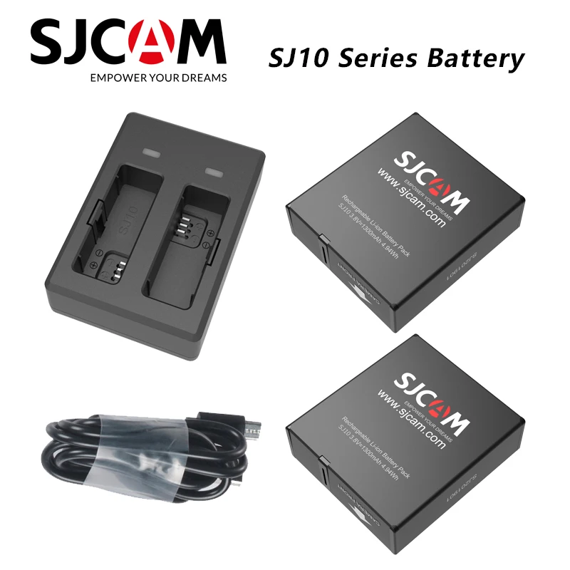 SJCAM SJ10 PRO Series Accessories Dual Charger 1300mAh Li-ion Battery For 4K Action Camera | Электроника