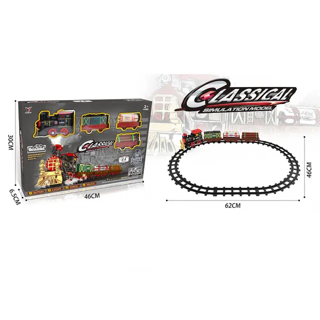 Christmas Electric Rail Car Train Toy with Smoke Simulation Classical Model Children's Electric Railway Train Set for Boy 6