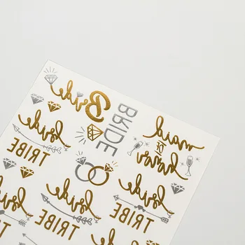 

Hot stamping tattoo stickers custom gold and silver single party stickers waterproof and sweatproof 100 pieces