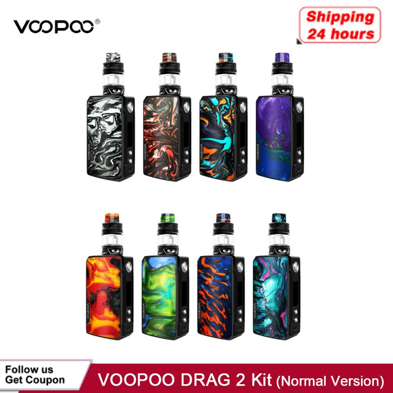 Kaufen Lager Voopoo Drag 2 Platin 177W TC Kit elektronische zigarette Mit Uforce T2 Angetrieben Durch Dual 18650 Vape Verdampfer VS Shogun X217