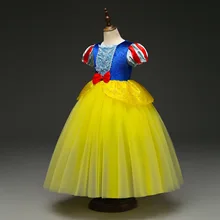 Платье принцессы Белоснежки Диснея для девочек; Детские платья для девочек; Рождественский костюм; элегантные вечерние костюмы из сетчатой ткани на год; Новинка года